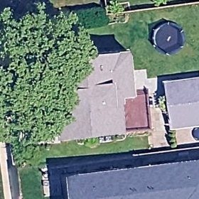 Aerial photograph of a house in Newton, Massachusetts.