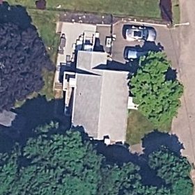 Aerial photograph of a house in Quincy, Massachusetts.